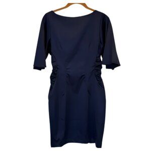Adele Fado Blue Silk Knee Length Dress